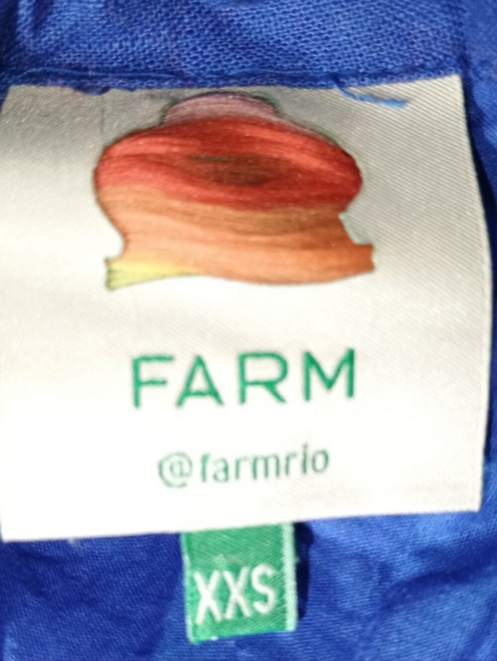 FARM Rio Shell Garden Maxi Dress Blue White Tiered Boho XXS - Picture 3 of 3